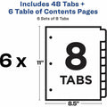 Avery Ready Index 8 Tab Dividers, Customizable TOC, 6 Sets (11822), White, 1 Pack, AVE11822