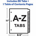Avery Ready Index A-Z 26 Tab Dividers, Customizable TOC, 1 Set (11828), White, AVE11828