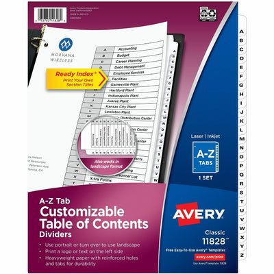 Avery Ready Index A-Z 26 Tab Dividers, Customizable TOC, 1 Set ), White — view 1