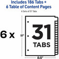 Avery 1-31 Dividers, 31 Tabs, Ready Index (6 Sets of 11827), White, 1 Pack, AVE11827