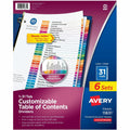 Avery 1-31 Dividers, 31 Tabs, Ready Index (6 Sets of 11831), White, 1 Pack, AVE11831