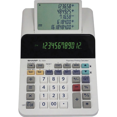 Sharp EL-1501 12-digit Printing Calculator, White, SHREL1501