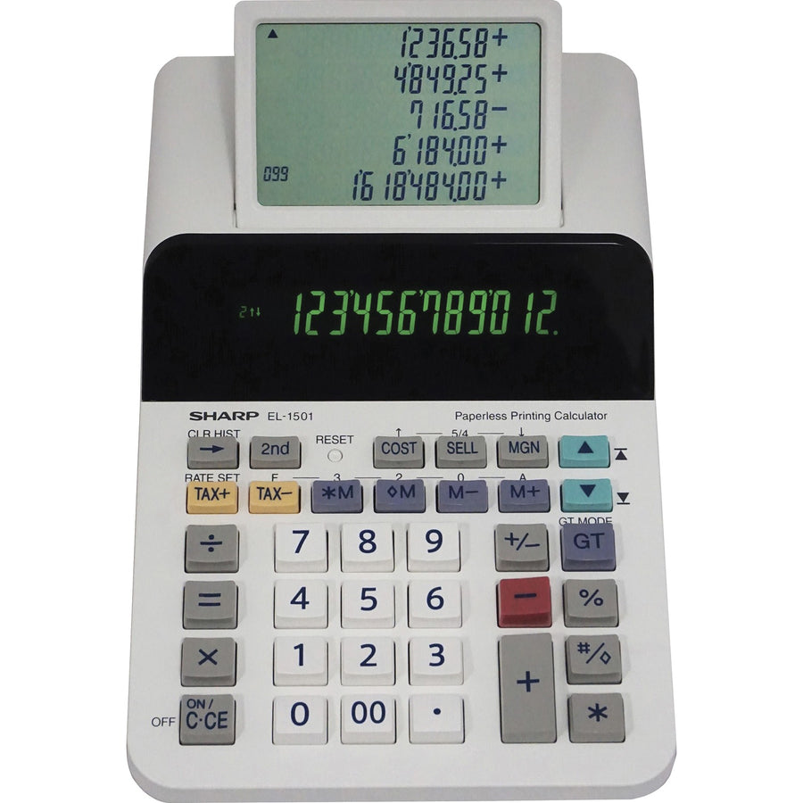 Sharp EL-1501 12-digit Printing Calculator, 5.8" x 2", White, SHREL1501
