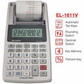 Sharp EL-1611V 12-digit Mini Printing Calculator, Off White, SHREL1611V