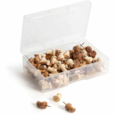 U Wood Push Pins, Natural, 100 / Pack, UBR3085U0624