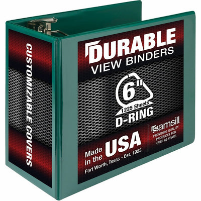 Samsill Nonstick 6" Locking D-Ring View Binder, Green, SAM16424