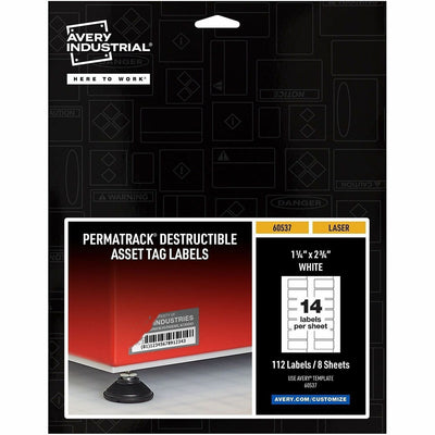 Avery PermaTrack Destructible Asset Tag Labels, White, 1 Pack, AVE60537