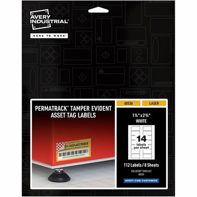 Avery PermaTrack Tamper-Evident Asset Tag Labels, Matte White, 1 Pack — view 1