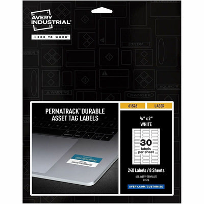 Avery PermaTrack Durable White Asset Tag Labels, 3/4" x 2", 240 Asset Tags, Matte, 1 Pack — view 1