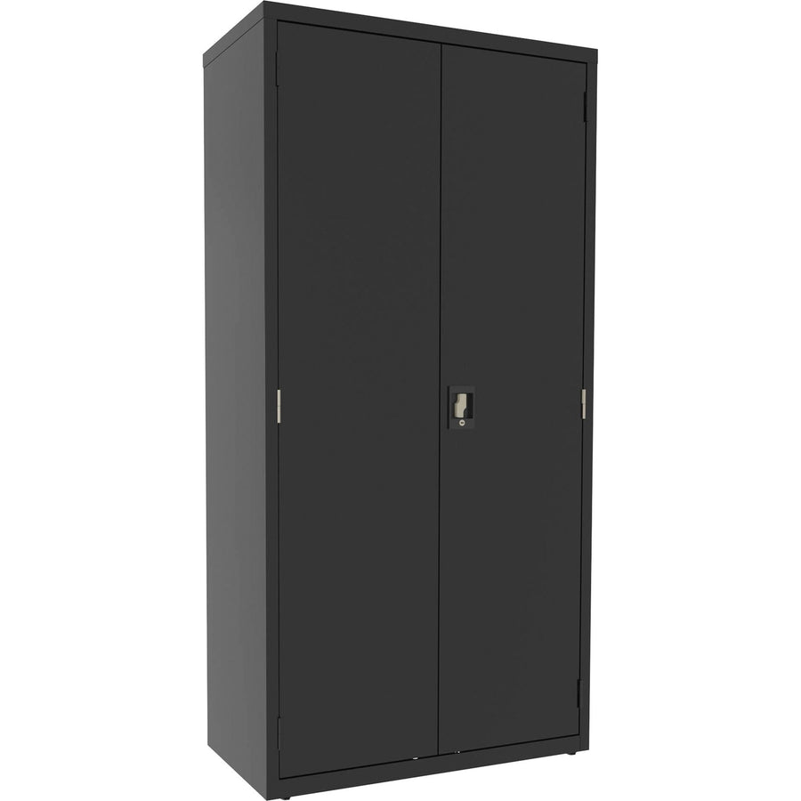 Lorell Fortress Series Janitorial Cabinet, 36" x 72", Black, Steel, Adjustable Shelf, LLR00018