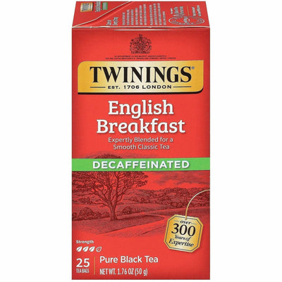 R. Twining & Twinings of London Decaf English Breakfast Black Tea Bag, 25 / Box, TWG09182