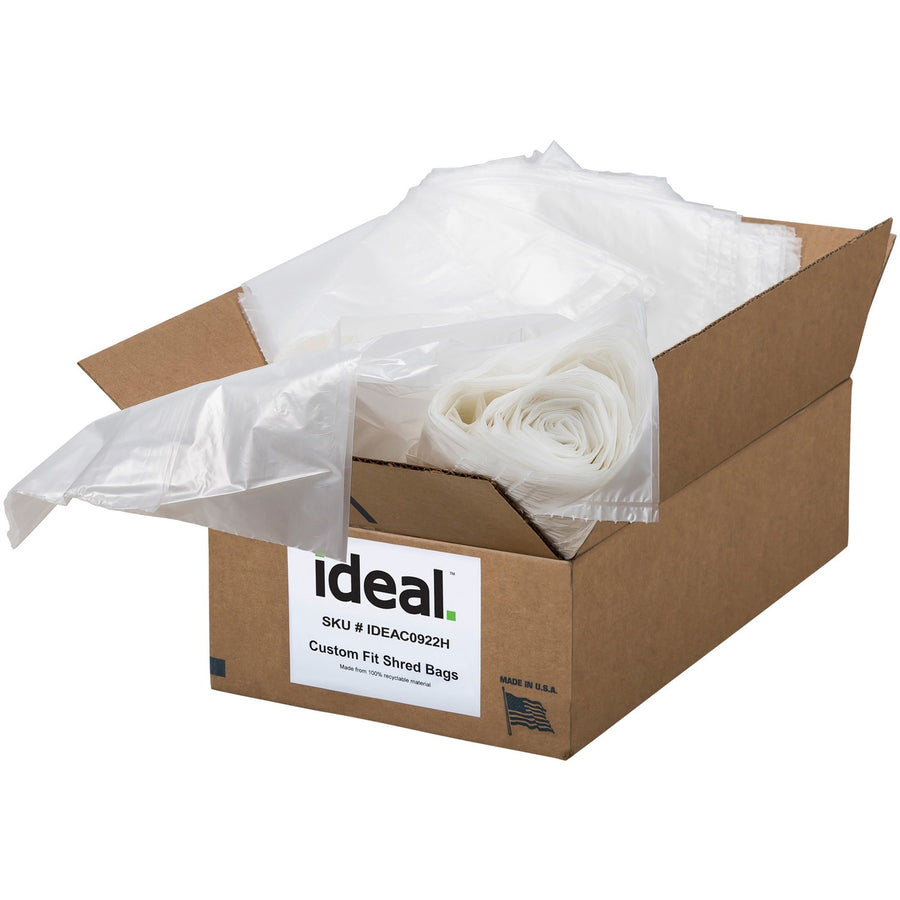 ideal. Shredder Bags for Shredder models 4107 & 4108, 44" x 64", Plastic, 0.1 mil, 79 gal, Stretch Resistant, 80 / Carton, ISRIDEAC0922H