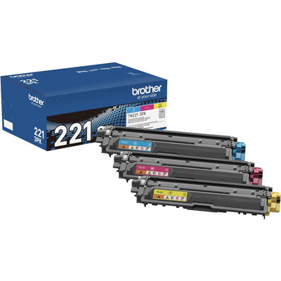 Brother TN221 Original Standard Yield Laser Toner Cartridge - Multi-pack - Cyan, Magenta, Yellow - 1 Box — view 1