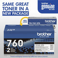Brother TN760 Original High Yield Laser Toner Cartridge - Twin-pack - Black - 1 Box, BRTTN7602PK