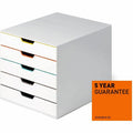 Durable Office VARICOLOR MIX 5 Drawer Desktop Storage Box, White/Multicolor, DBL762527