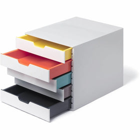 Durable Office VARICOLOR MIX 5 Drawer Desktop Storage Box, White/Multicolor, DBL762527