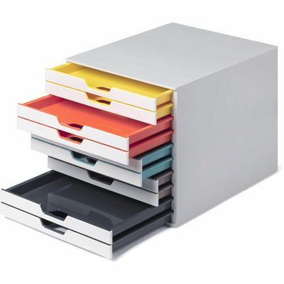Durable Office VARICOLOR MIX 10 Drawer Desktop Storage Box, White/Multicolor, DBL763027