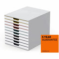 Durable Office VARICOLOR MIX 10 Drawer Desktop Storage Box, White/Multicolor, DBL763027