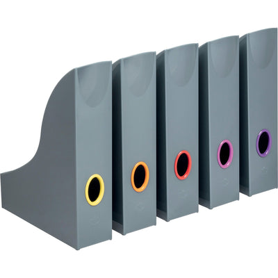 Durable Office VARICOLOR Magazine Rack Set, Gray/Multicolor - 5 pack, 5 / Carton, DBL770657