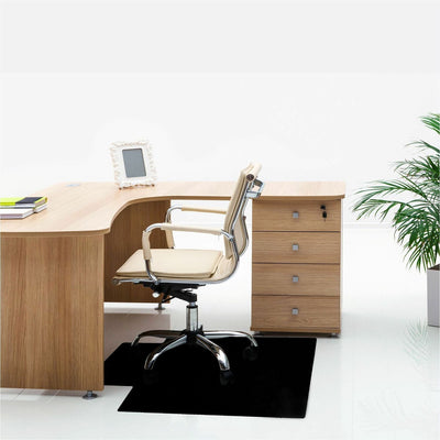 Floortex Advantagemat Black Vinyl Lipped Chair Mat for Hard Floor - 36" x 48", FLRFC123648HLBV