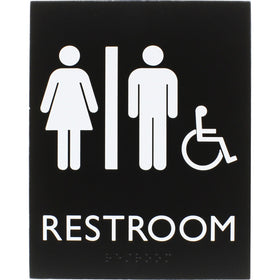 Lorell Unisex Handicap Restroom Sign, Black, LLR02664