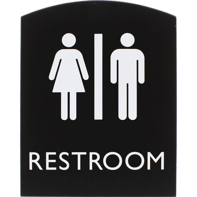 Lorell Arched Unisex Restroom Sign, Black, LLR02672
