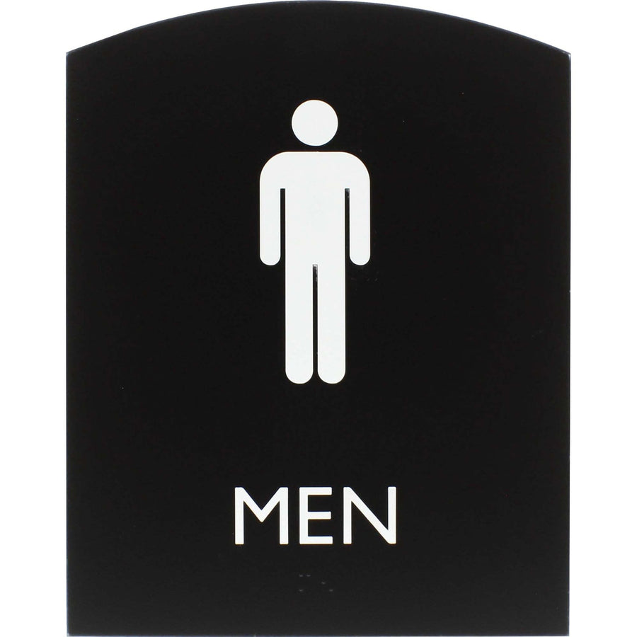 Lorell Arched Men's Restroom Sign, 6.8" x 8.5", Black, Plastic, 800 mil, Braille, LLR02676
