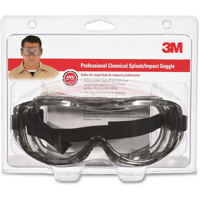 3M Chemical Splash/Impact Goggles, Clear, MMM91264H1DC