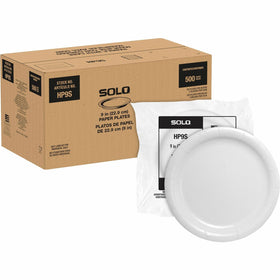 Dart Container Solo 9" Heavyweight Paper Plates, White, 4 / Carton, SCCHP9S