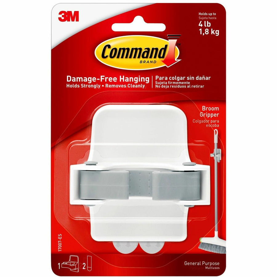 Command Broom Gripper, 5.2" x 4", Clear, Plastic, MMM17007ES