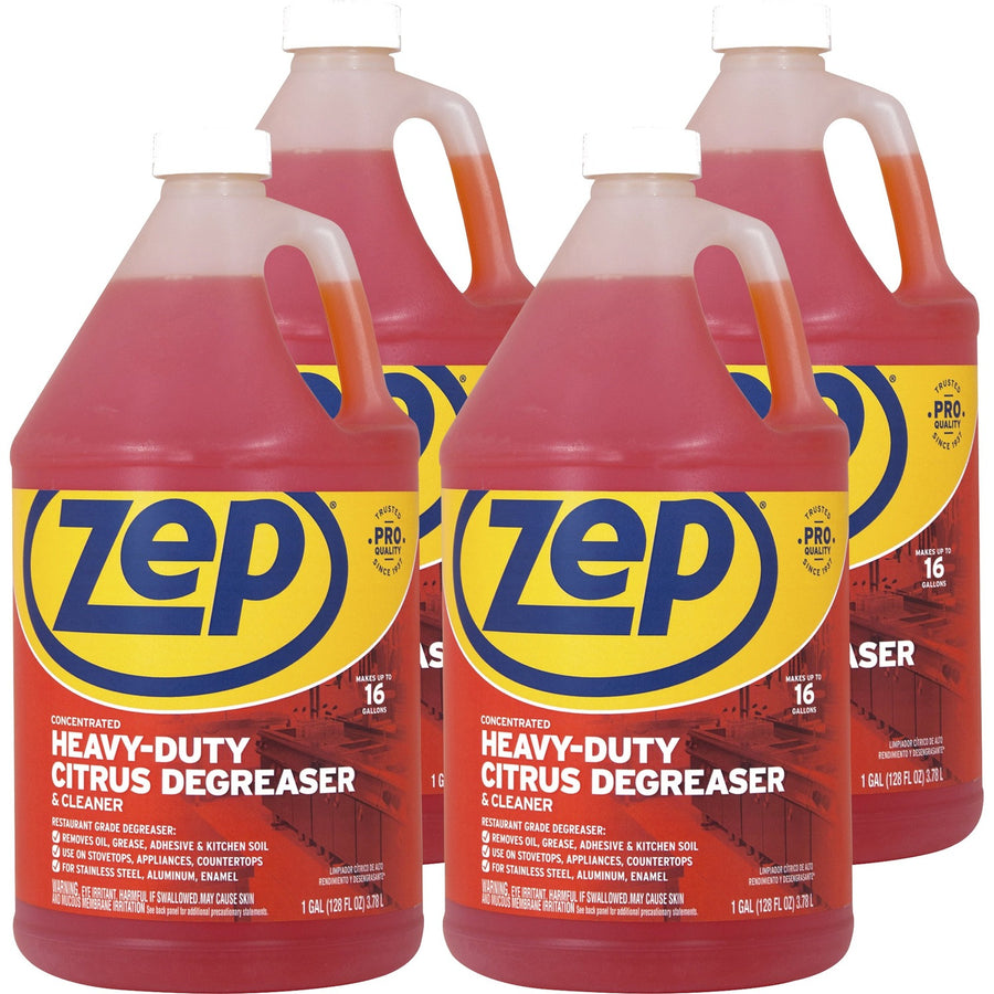 Zep Heavy-Duty Citrus Degreaser, Orange, 4 / Carton, ZPEZUCIT128CT