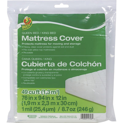 Shurtech Duck Brand Queen/King Mattress Cover, Clear, DUC1140236
