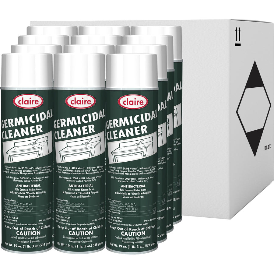 Claire Foaming Germicidal Cleaner, White, Deodorize, 12 / Carton, CGCCL873
