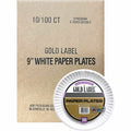 AJM Packaging Gold Label 9" Dinnerware Paper Plates, White, 10 / Carton, AJMCP9GOEWHCT