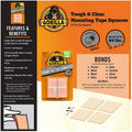 Gorilla Glue Tough & Clear Mounting Squares, 1 Pack, GOR6067202