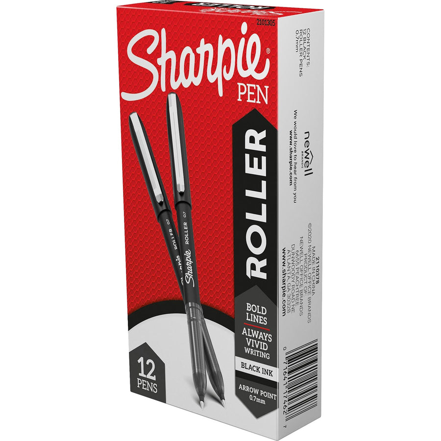 Sharpie Rollerball Pens, 0.25" x 6", Secure Grip, 1 Dozen, SAN2101305