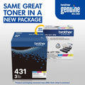 Brother TN-431 Original Standard Yield Laser Toner Cartridge - Multi-pack - Cyan, Magenta, Yellow - 1 Box, BRTTN4313PK