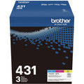 Brother TN-431 Original Standard Yield Laser Toner Cartridge - Multi-pack - Cyan, Magenta, Yellow - 1 Box, BRTTN4313PK