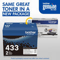 Brother TN-433 Original High Yield Laser Toner Cartridge - Twin-pack - Black - 1 Box, BRTTN4332PK