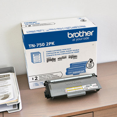 Brother TN-750 Original High Yield Laser Toner Cartridge - Twin-pack - Black - 1 Box, BRTTN7502PK