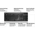 Adesso EasyTouch 630SB-TAA - Smart Card Reader Keyboard (TAA Compliant), Black, ADEAKB630SBTAA