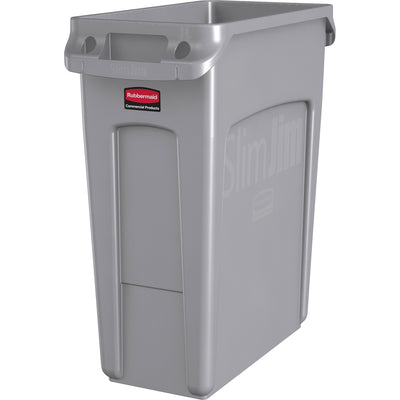 Rubbermaid Commercial Slim Jim Vented Container, Gray, 16 gal, RCP1971258CT