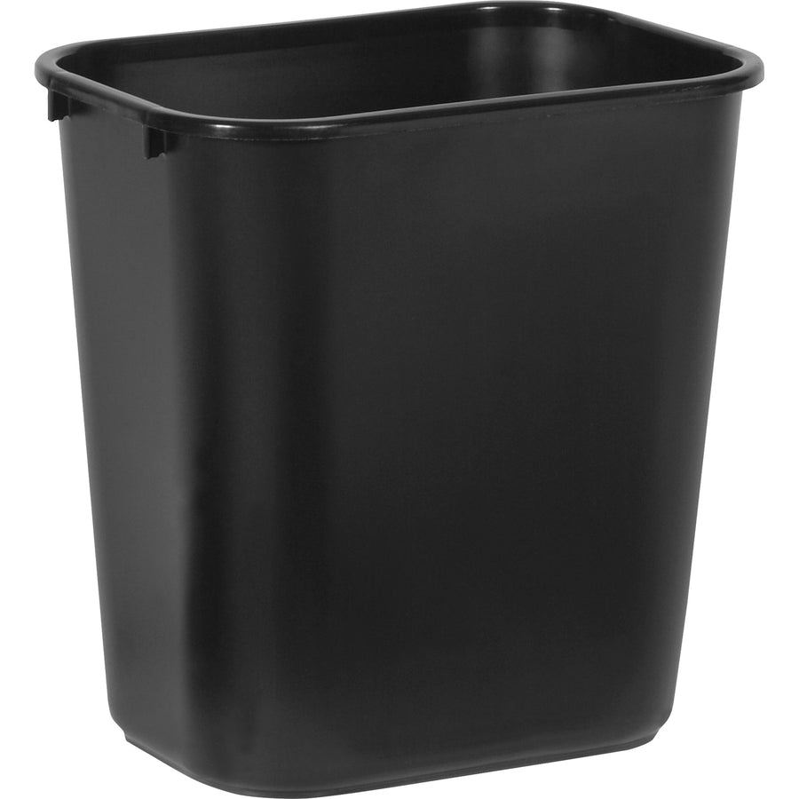 Rubbermaid Commercial 28 QT Medium Deskside Wastebaskets, 10.5" x 15", Black, Plastic, 7 gal, Easy to Clean, 12 / Carton, RCP295600BKCT
