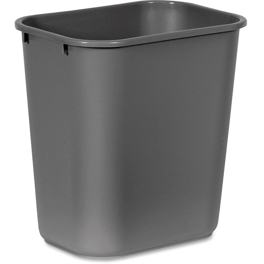 Rubbermaid Commercial 28 QT Medium Deskside Wastebaskets, 10.5" x 15", Gray, Plastic, 7 gal, Easy to Clean, 12 / Carton, RCP295600GYCT