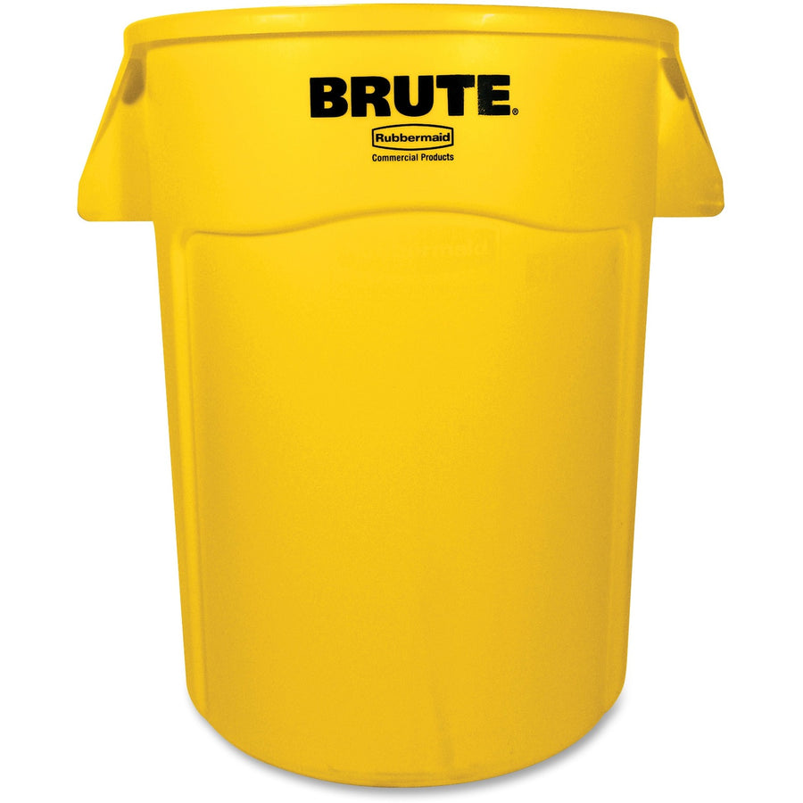 Rubbermaid Commercial Brute 44-Gallon Vented Utility Containers, Yellow, Plastic, Tear Resistant, 4 / Carton, RCP264360YLCT
