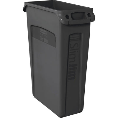 Rubbermaid Commercial Slim Jim 23-Gallon Vented Waste Containers, Black, RCP354060BKCT