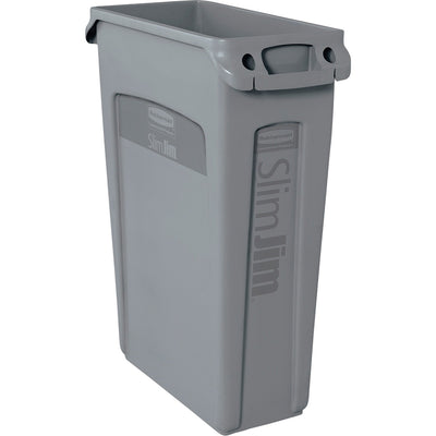 Rubbermaid Commercial Slim Jim 23-Gallon Vented Waste Containers, Gray, RCP354060GYCT