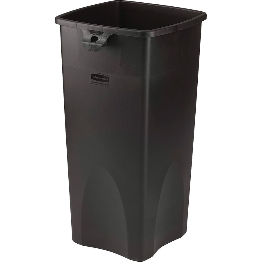 Rubbermaid Commercial Untouchable Square Container, 16.5" x 32.9", Black, Plastic, 23 gal, Crack Resistant, 3 / Carton, RCP356988BKCT