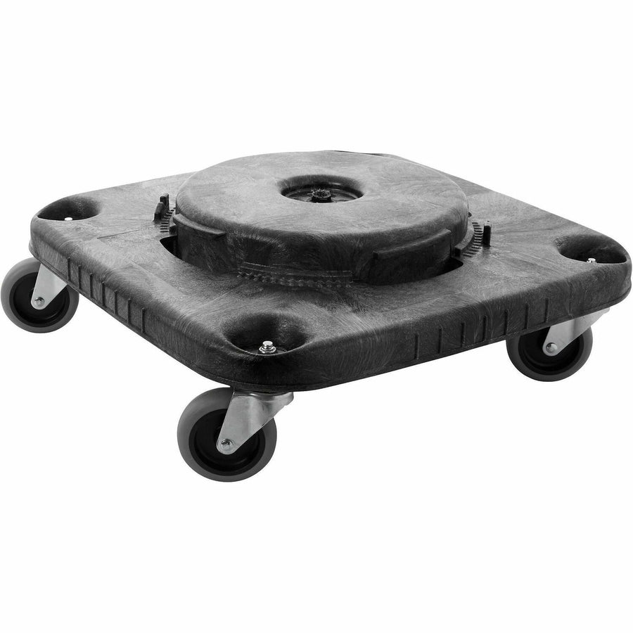 Rubbermaid Commercial Brute Square Container Dolly, 17.25" x 6.25", Black, Plastic, Swivel Casters, 2 / Carton, RCP353000BKCT