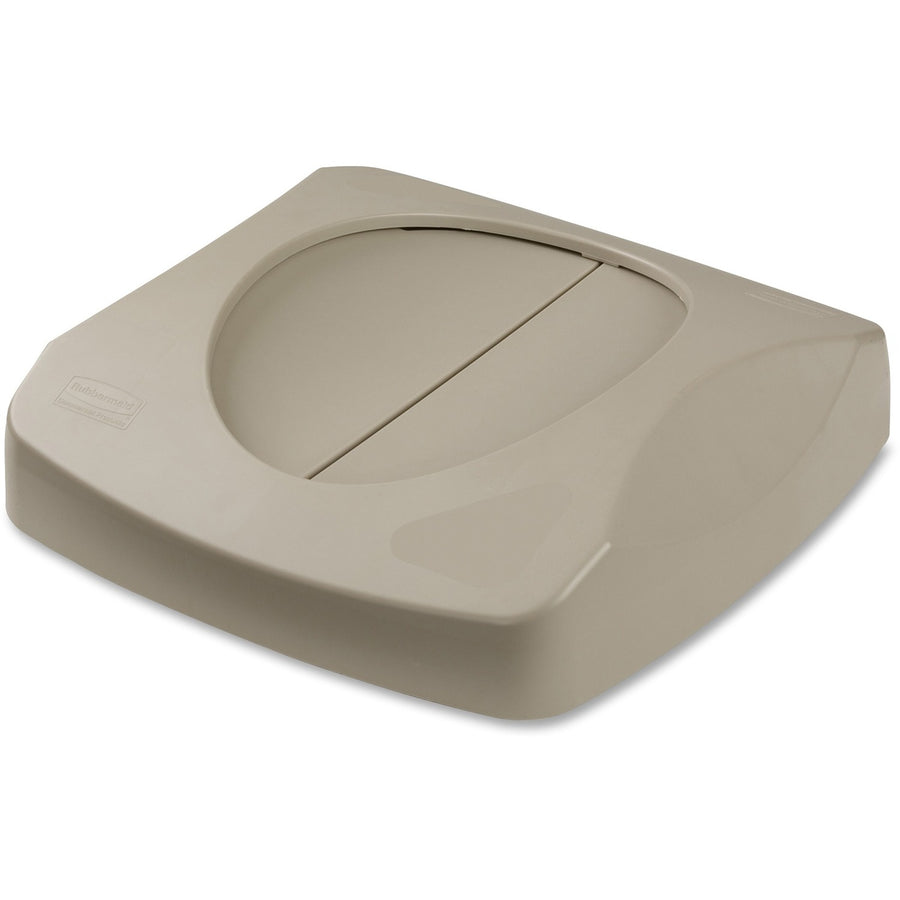 Rubbermaid Commercial Untouchable Swing Top Lid, 16" x 4", Beige, Hygienic, 6 / Carton, RCP268988BGCT